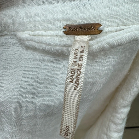 Free People 100% Cotton Tie-Front Button Up Top Size Small - Picture 5 of 6